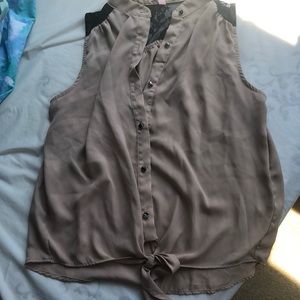 Beige and lace tank top